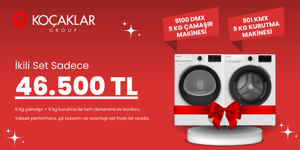 9100 DMX - 9 Kg Çamaşır Makinesi + 901 KMX - 9 Kg Kurutma Makinesi